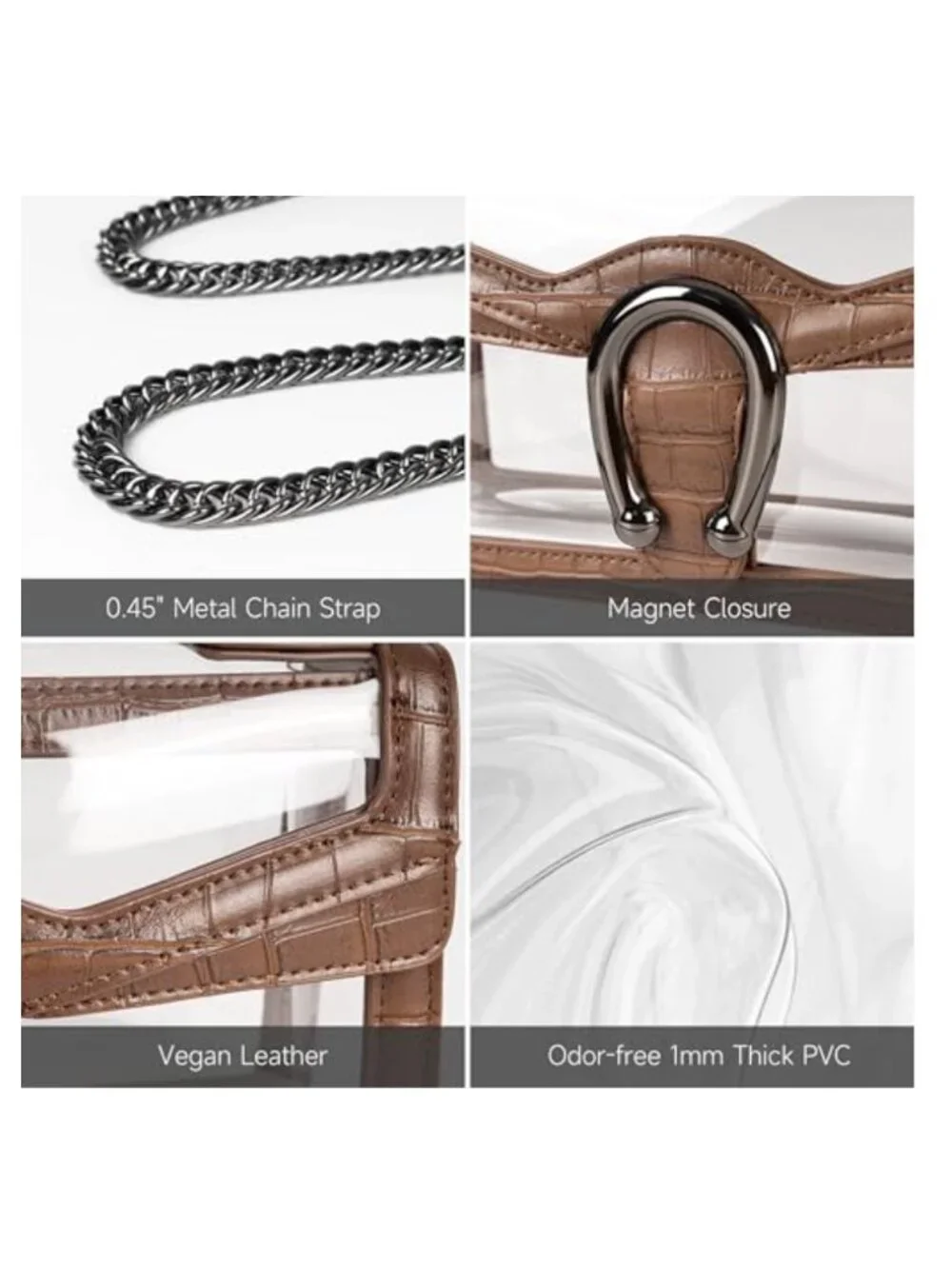 Stadium Approved Clear Crossbody Bag with Chain Strap